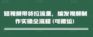 短视频带货拉流量,编发视频制作实操全流程(可搬运)-网赚资源网