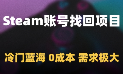 Steam账号找回项目，冷门蓝海，0成本，需求极大 - 网赚资源网-网赚资源网