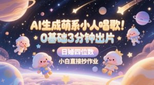 AI生成萌系小人唱歌，0基础3分钟出片，28个作品涨粉8.9W，单条最高19W赞，日入四位数，小白直接抄作业 - 网赚资源网-网赚资源网