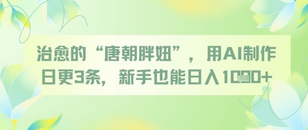 治愈的“唐朝胖妞”，用AI制作日更3条，新手也能日入多张 - 网赚资源网-网赚资源网