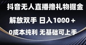 抖音无人直播撸礼物掘金，解放双手，日入1k，0成本纯利，无基础可上手【揭秘】 - 网赚资源网-网赚资源网