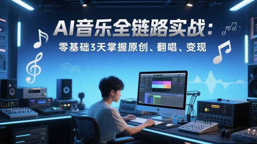 AI音乐全链路实战变现课：零基础3天掌握原创、翻唱、变现 - 网赚资源网-网赚资源网