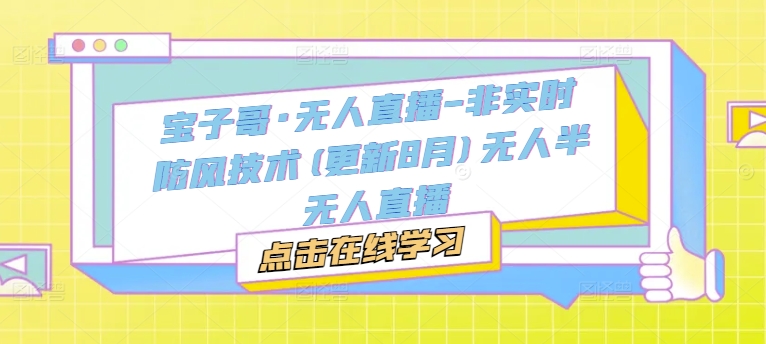 宝子哥·无人直播-非实时防风技术(更新25年5月)无人半无人直播-网赚资源网