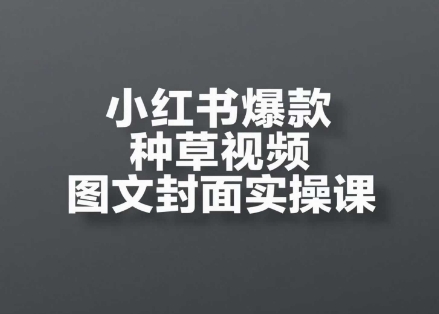小红书爆款种草视频图文封面实操课，​开店、选品、引流、变现全流程 - 网赚资源网-网赚资源网