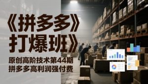 《拼多多打爆班》原创高阶技术第44期,拼多多高利润强付费 - 网赚资源网-网赚资源网