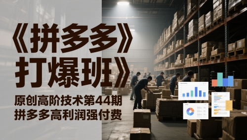 《拼多多打爆班》原创高阶技术第44期，拼多多高利润强付费 - 网赚资源网-网赚资源网