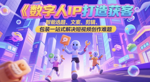 数字人IP打造获客变现实操课，智能选题、文案、剪辑、包装一站式解决短视频创作难题 - 网赚资源网-网赚资源网