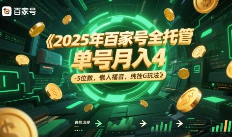 2025年百家号全托管，单号月入4-5位数，懒人福音，纯挂G玩法【揭秘】 - 网赚资源网-网赚资源网