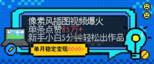 emo忧郁氛围感拉满，像素风视频爆火单条点赞50W，新手小白也能5分钟一条，稳定月入8k+-网赚资源网