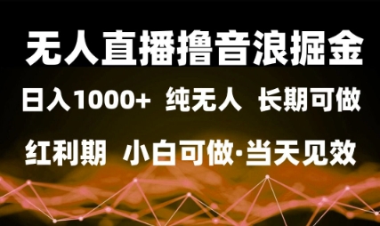 无人直播撸音浪掘金，日入1k+，纯无人红利期，小白可做，当天见效【揭秘】 - 网赚资源网-网赚资源网