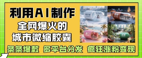 利用AI制作全网爆火的城市微缩胶囊，条条爆款， 多平台分发，疯狂涨粉变现 - 网赚资源网-网赚资源网