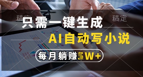 只需一键生成，AI全自动写小说，可一键生成120w字，每月躺着收益过1w+【揭秘】 - 网赚资源网-网赚资源网