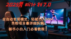 2025男粉计划7.0,全自动变现模式,轻松日入5张+,新手小白必看课程-网赚资源网