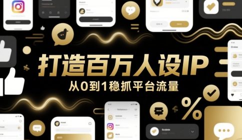 打造百万人设IP，从0到1稳抓平台流量 - 网赚资源网-网赚资源网