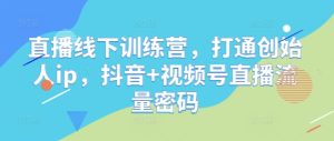 直播线下训练营,打通创始人ip,抖音+视频号直播流量密码-网赚资源网
