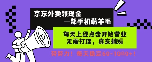 京东外卖领现金，一部手机薅羊毛，每天上线动动手指，无需打理，每天保底60+，每天就是如此轻松【揭秘】 - 网赚资源网-网赚资源网