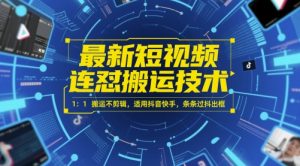 最新短视频连怼搬运技术 1:1搬运不剪辑,适用抖音快手,条条过抖出框 - 网赚资源网-网赚资源网