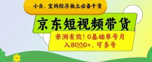 小白宝妈经济独立必备干货,京东短视频带货,亲测有效!0基础单号月入8k+,可多号【揭秘】-网赚资源网