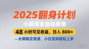 2025翻身计划,小程序全自动掘金,48小时可见收益,日入8张+,长期稳定靠谱,小白宝妈轻松上手【揭秘】-网赚资源网