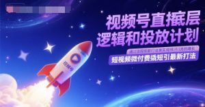 视频号直播底层逻辑和投放计划,短视频微付费撬短引最新打法-网赚资源网