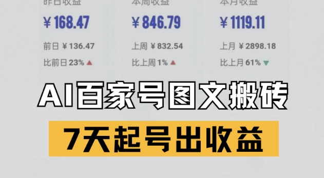 百家号搬砖新玩法，AI一键仿写爆文，7天起号出收益 - 网赚资源网-网赚资源网