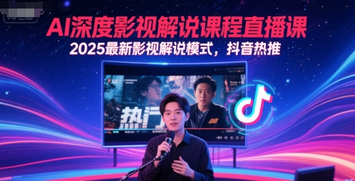 AI深度影视解说课程直播课，2025最新影视解说模式，抖音热推 - 网赚资源网-网赚资源网