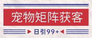 小红书某音宠物赛道引流获客 自热矩阵日引200+【揭秘】-网赚资源网