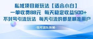 私域项目新玩法【适合小白】 一单收费88.每天稳定收益几张-网赚资源网