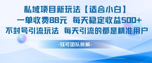 私域项目新玩法【适合小白】 一单收费88.每天稳定收益几张 - 网赚资源网-网赚资源网