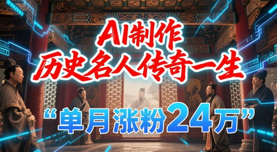 暴力起号！用AI制作历史名人传奇一生，单月涨粉24W，涨粉+变现赛道黑马来了 - 网赚资源网-网赚资源网