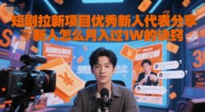 短剧拉新项目优秀新人代表分享新人怎么月入过1W的诀窍-网赚资源网