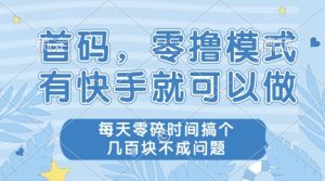 首码,零撸模式,有快手就可以做,每天零碎时间搞个几张不成问题【揭秘】-网赚资源网