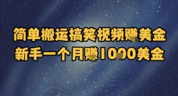 简单搬运搞笑视频挣美金，新手一个月入1k美金 - 网赚资源网-网赚资源网