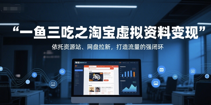 一鱼三吃之淘宝虚拟资料变现，依托资源站、网盘拉新，打造流量的强闭环 - 网赚资源网-网赚资源网