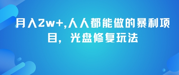 月入2w+，人人都能做的暴利项目，光盘修复玩法 - 网赚资源网-网赚资源网
