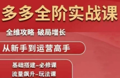 拼多多全阶实战课程，全维攻略，破局增长，从新手到运营高手-网赚资源网