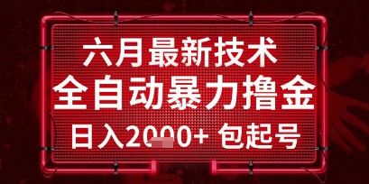 六月最新技术全自动暴力撸金，稳定日入2k+包起号，长期稳定【揭秘】 - 网赚资源网-网赚资源网