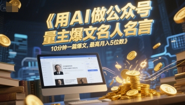 用AI做公众号流量主爆文名人名言，10分钟一篇爆文，最高月入5位数 - 网赚资源网-网赚资源网