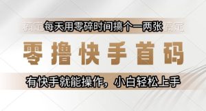 零撸快手首码,每天用零碎时间搞个一两张,有快手就能操作小白轻松上手【揭秘】-网赚资源网