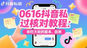0616抖音私信过核对教程：非烂大街的版本，自测-网赚资源网