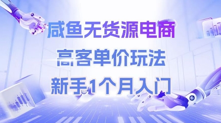 咸鱼无货源电商，高客单价玩法，新手1个月入门 - 网赚资源网-网赚资源网