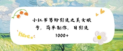小红书男粉引流项目之美女账号6，简单制作，条条爆款原创，不违规 - 网赚资源网-网赚资源网