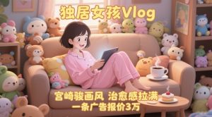 单个账号涨粉71W!用AI制作独居女孩Vlog,宫崎骏画风,治愈感拉满,一条广告报价3W-网赚资源网