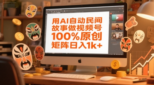 用AI自动民间故事做视频号，100%原创，矩阵日入1k+ - 网赚资源网-网赚资源网