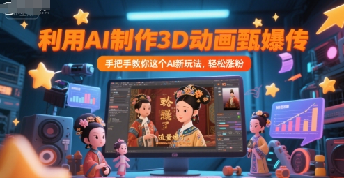 利用AI制作3D动画甄嬛传，流量爆了，手把手教你这个AI新玩法，轻松涨粉 - 网赚资源网-网赚资源网