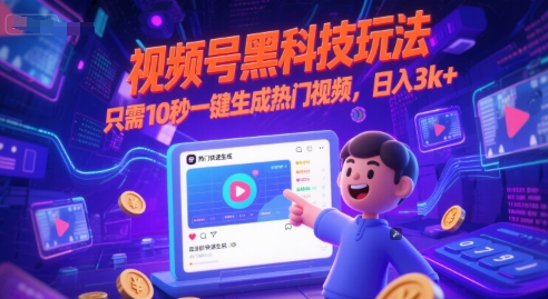 视频号黑科技玩法，只需10秒一键生成热门视频，日入3k+【揭秘】 - 网赚资源网-网赚资源网