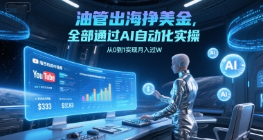 油管出海挣美金，全部通过AI自动化实操，从0到1实现月入过W - 网赚资源网-网赚资源网