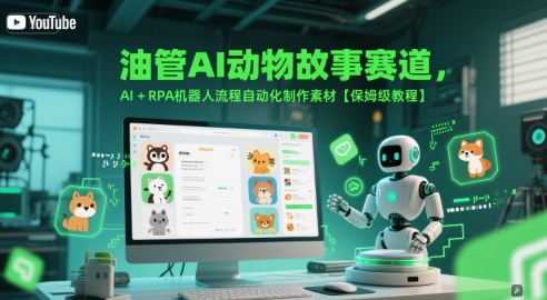 油管AI动物故事赛道，AI+RPA机器人流程自动化制作素材【保姆级教程】 - 网赚资源网-网赚资源网