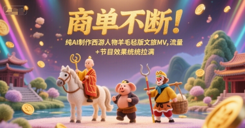 商单不断！纯AI制作西游人物羊毛毡版文旅MV，流量+节目效果统统拉满 - 网赚资源网-网赚资源网