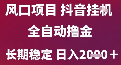 风口项目，六月最新玩法抖音无人挂G，全自动撸金，长期稳定 日入2k+【揭秘】 - 网赚资源网-网赚资源网